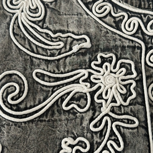 Soft Surroundings Gray Acid Wash Wildwood Bolero Floral Career Jacket Size 1X - Picture 5 of 11